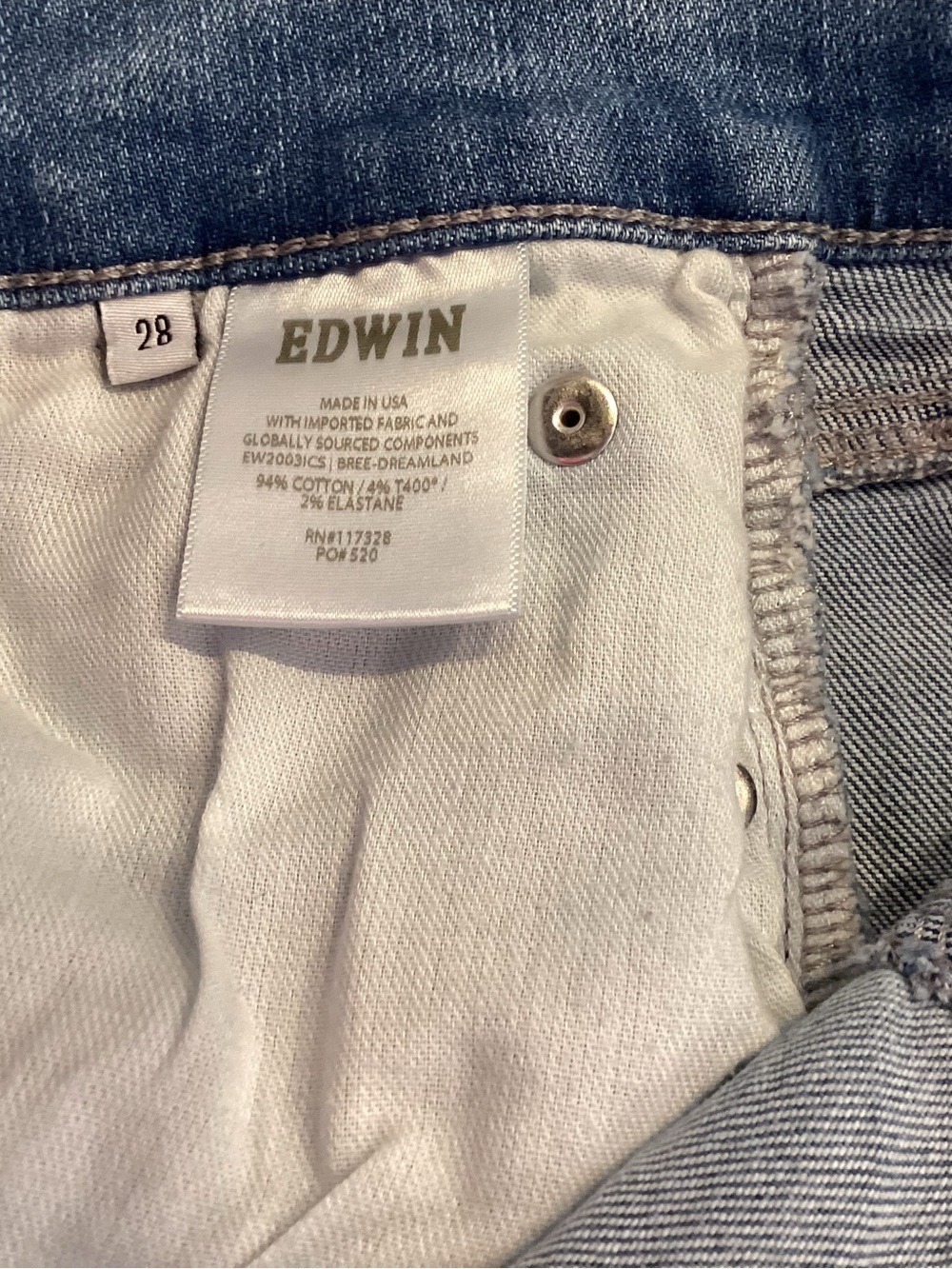 Edwin Mid Rise Straight Crop Jeans Size 28 - Picture 4 of 6